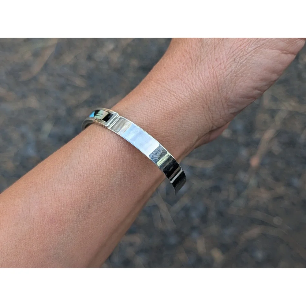 Native American Sterling Silver Bracelet Zuni Jewelry Signed sz 7*